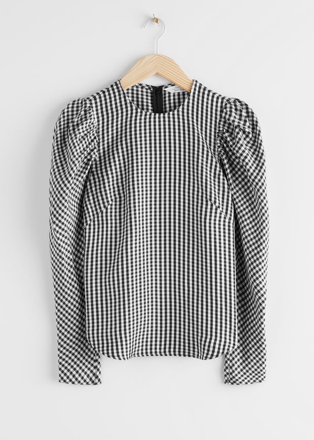Jacquard Puff Sleeve Top
