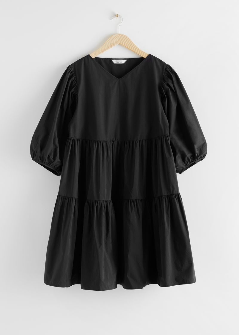 Cotton Blend Voluminous Midi Dress