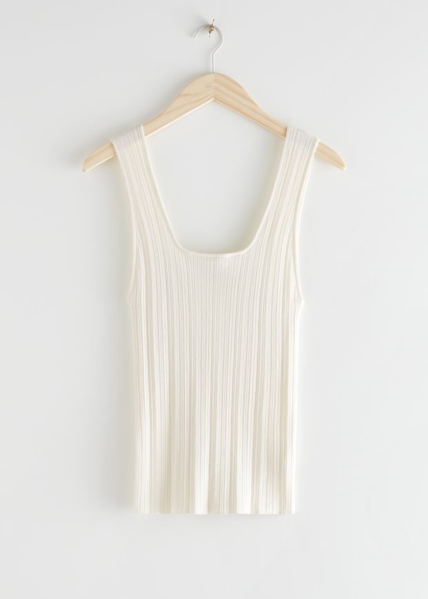 Deep Scoop-Neck Rib Top