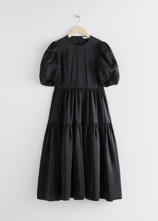 Voluminous Puff Sleeve Midi Dress
