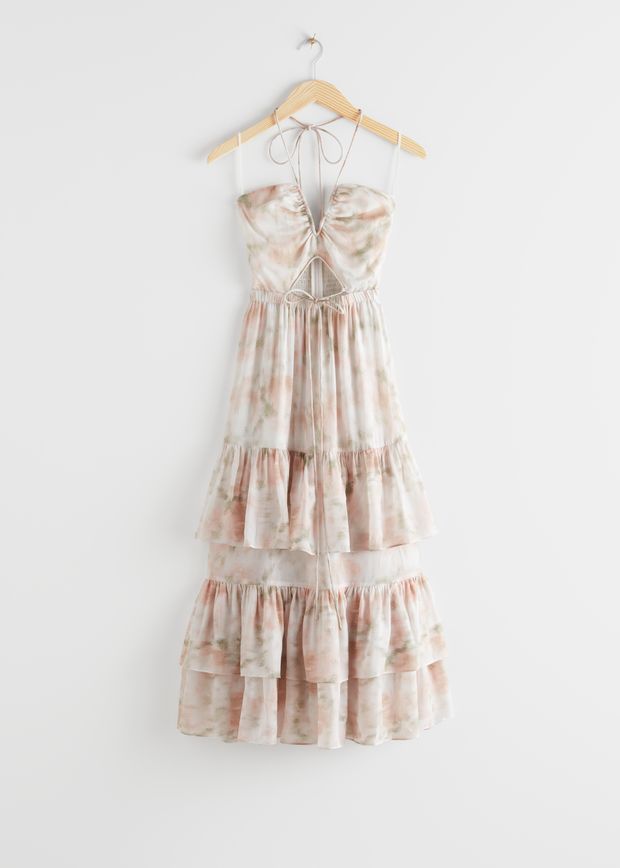 Frilled Halter Midi Dress