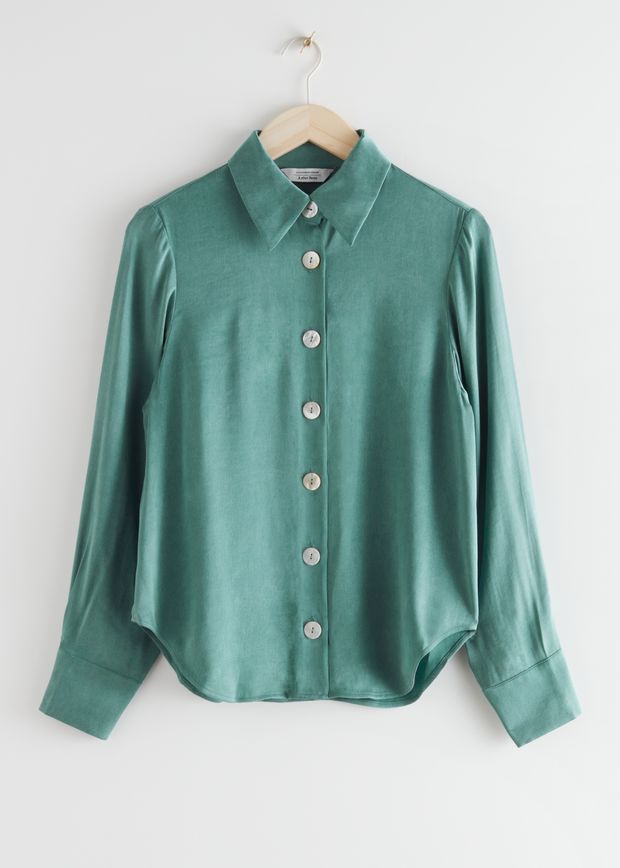 Bluse aus Lyocell-Mischung mit Knopfleiste
