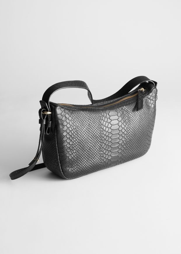 Snake Embossed Leather Bag