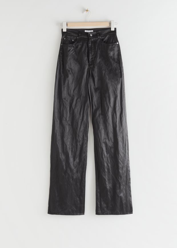 Shiny Wide High Waist Trousers