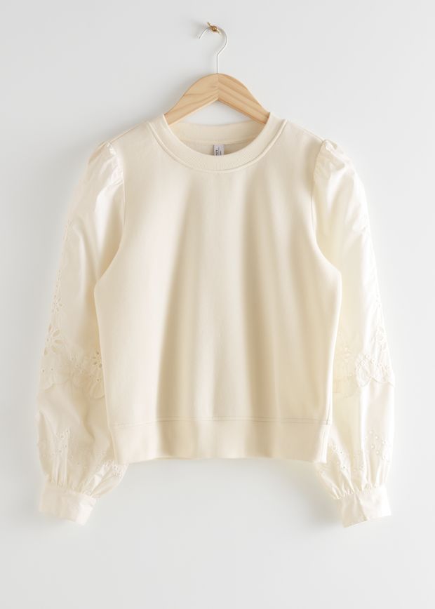 Embroidered Sleeve Sweater