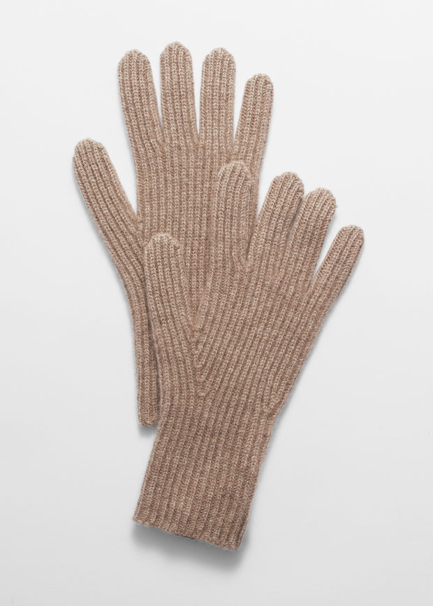mole ribbed cashmere gloves