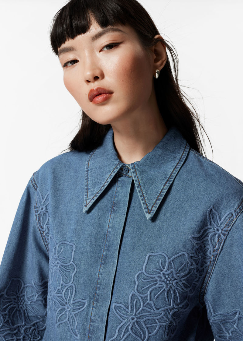 embroidered denim shirt