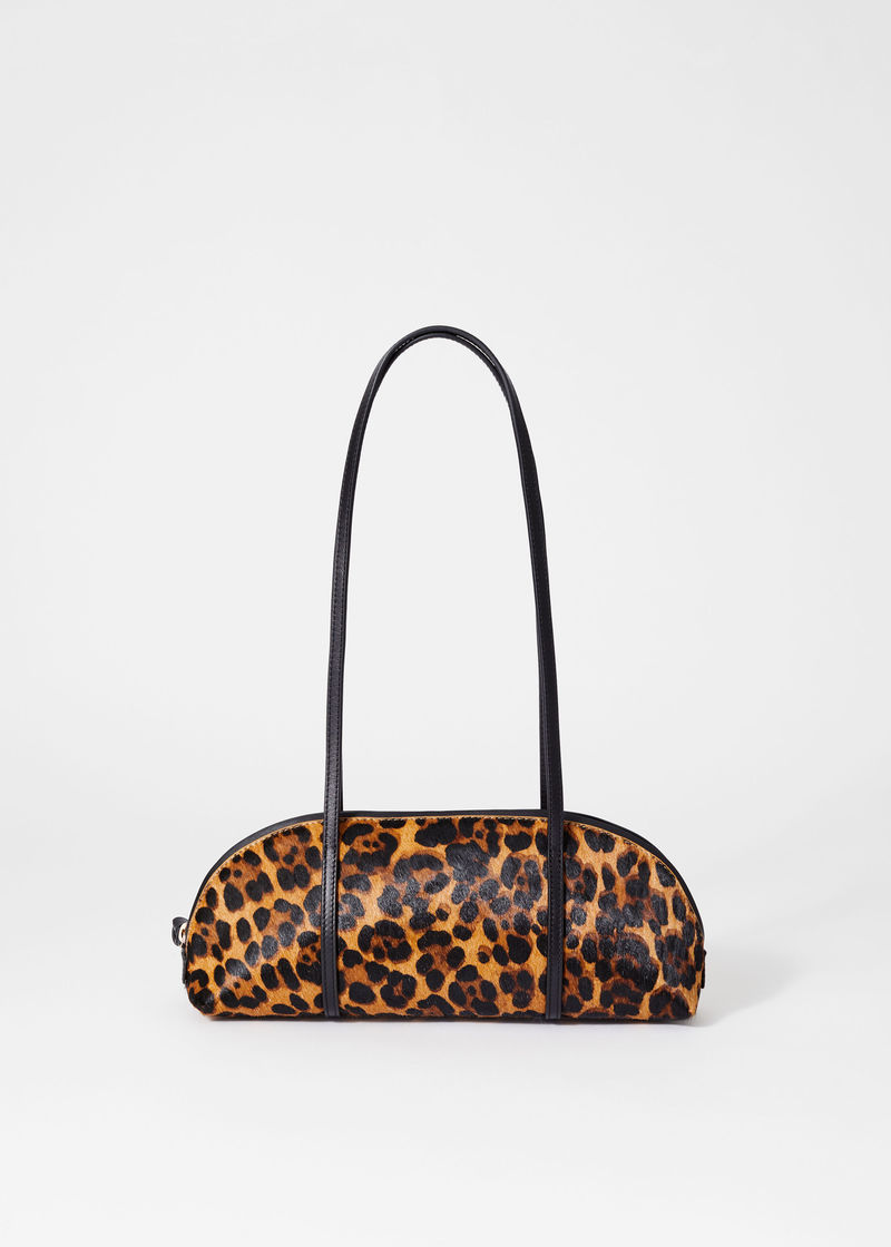 leopard leather bowling bag