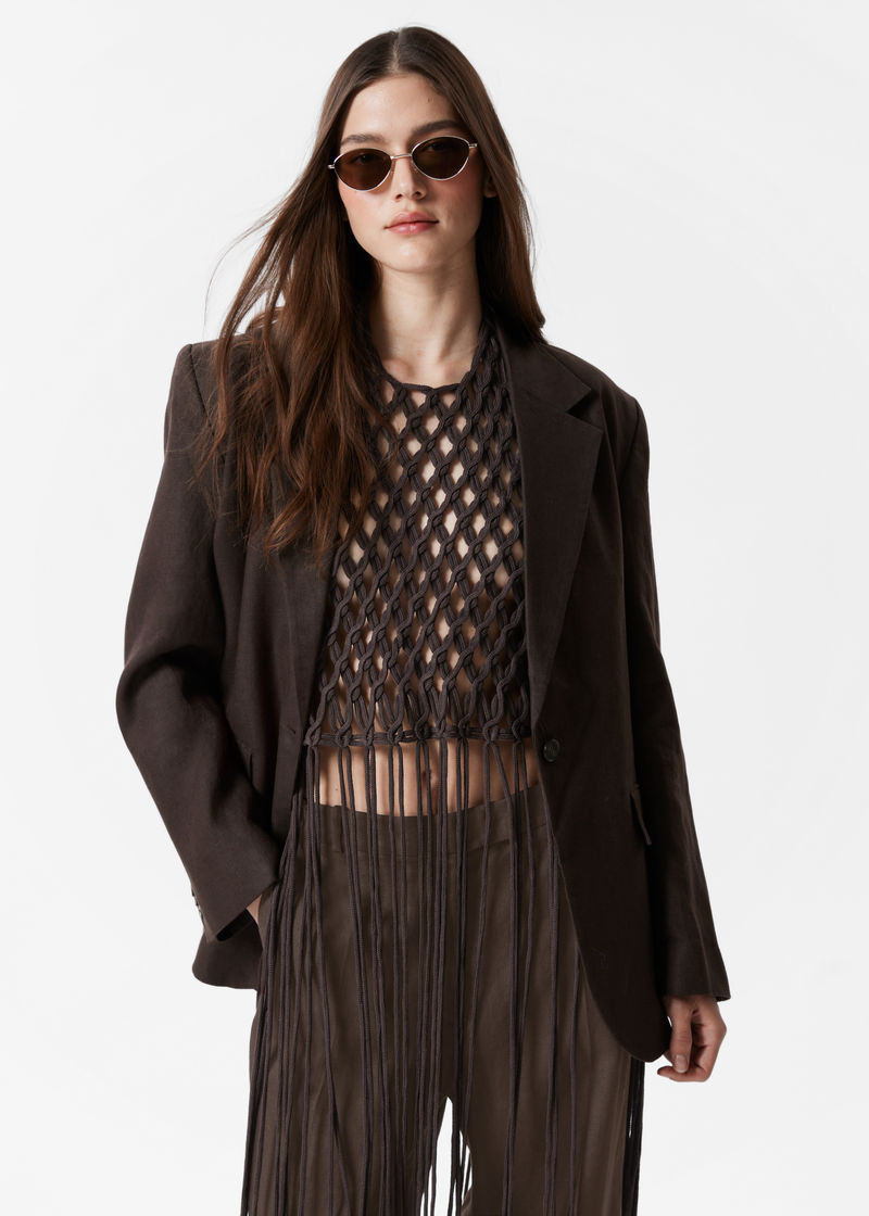 Single-Breasted Linen Blazer