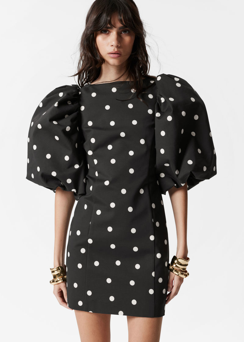 Puff-Sleeve Mini Dress