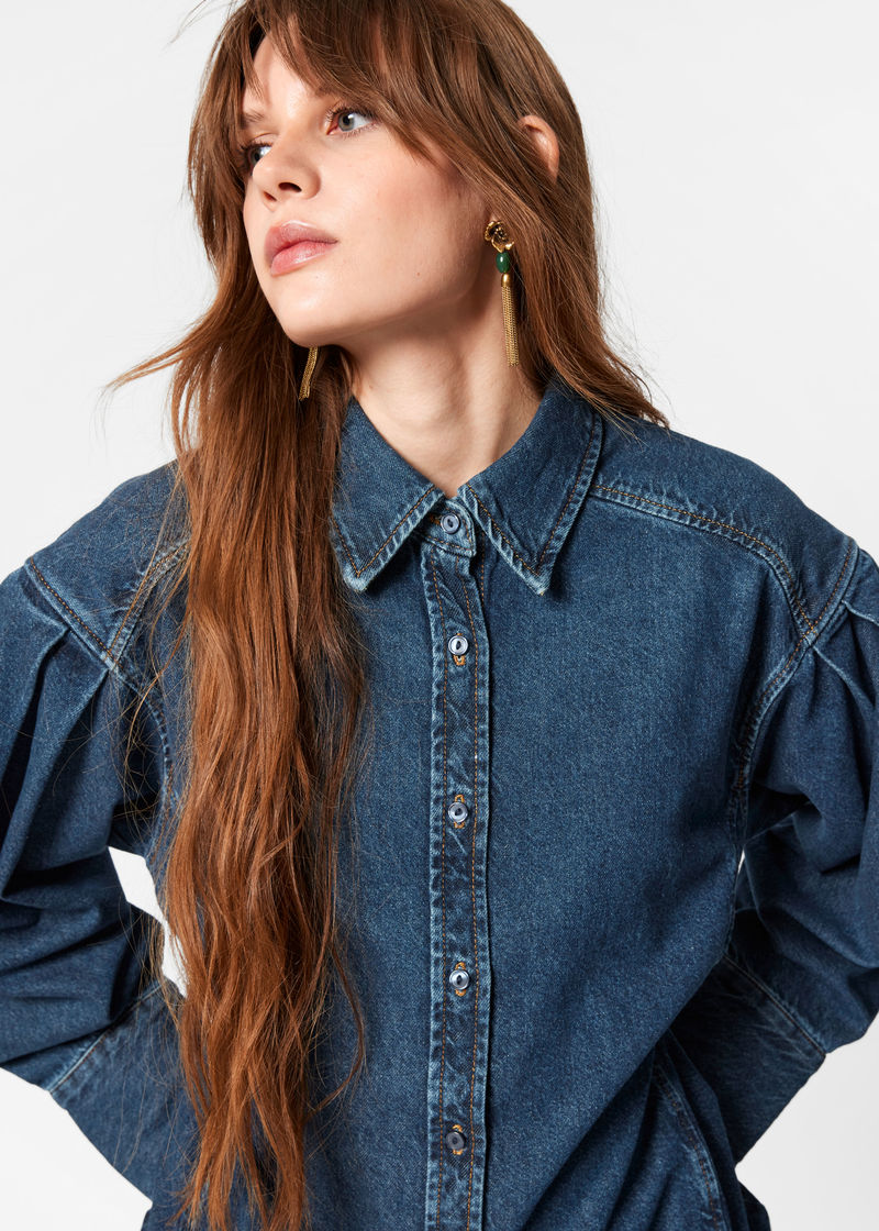 tapered denim shirt
