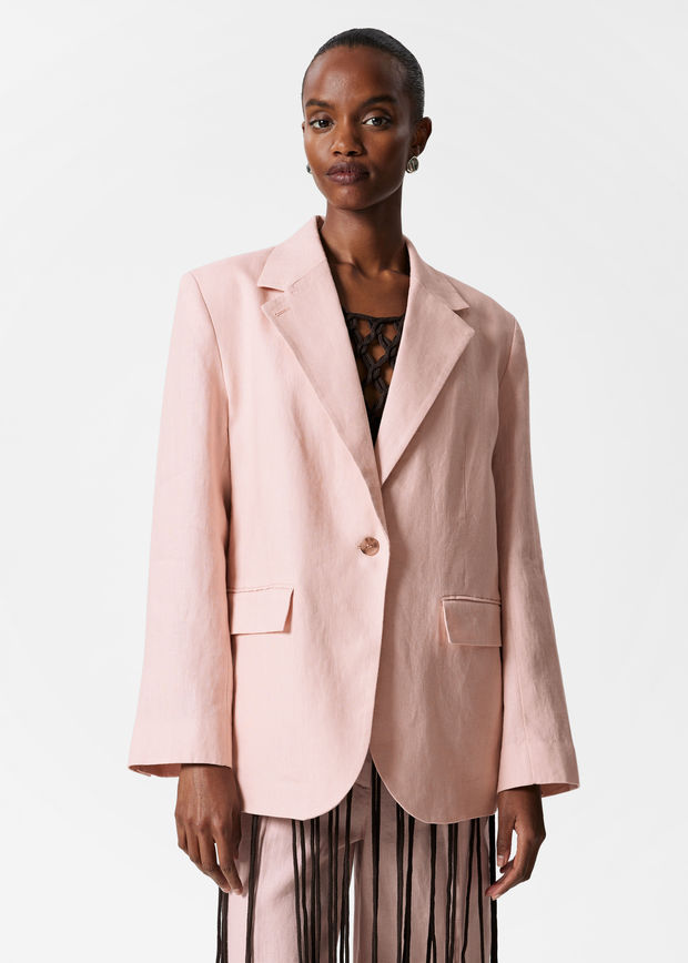 Single-Breasted Linen Blazer
