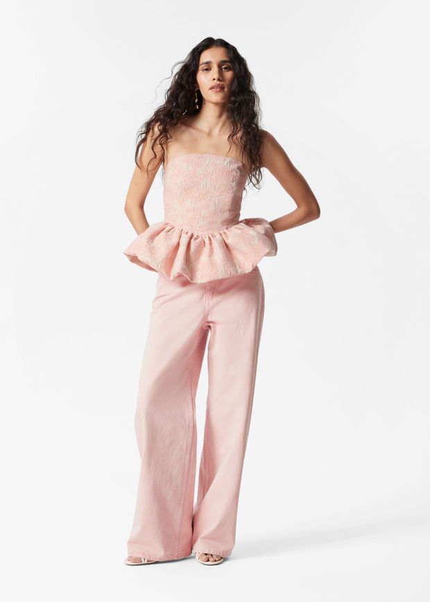 Bandeau Peplum Jaquard Top