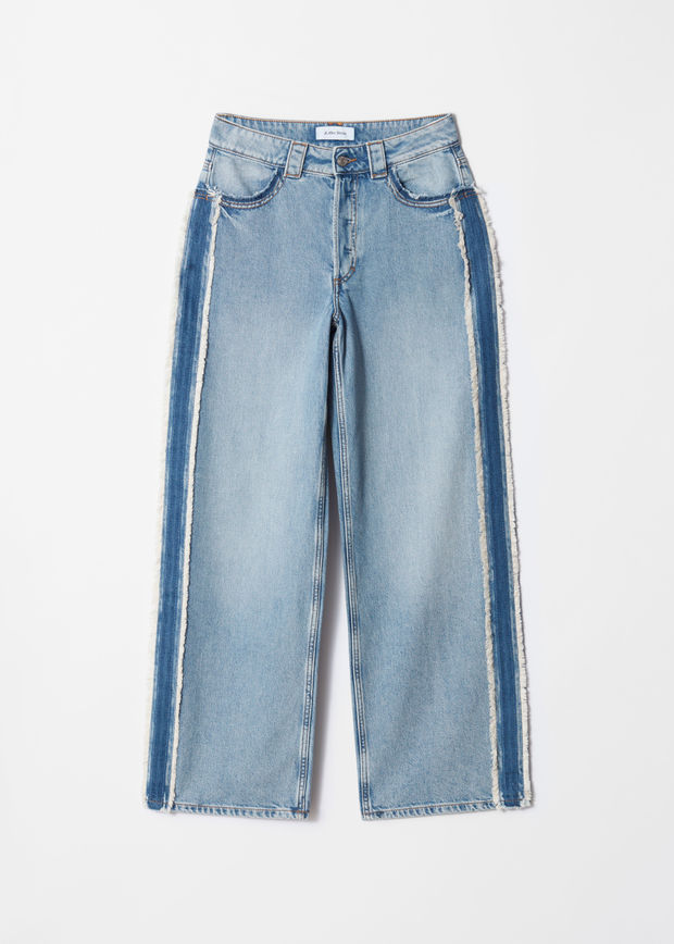 fringed wide leg jeans