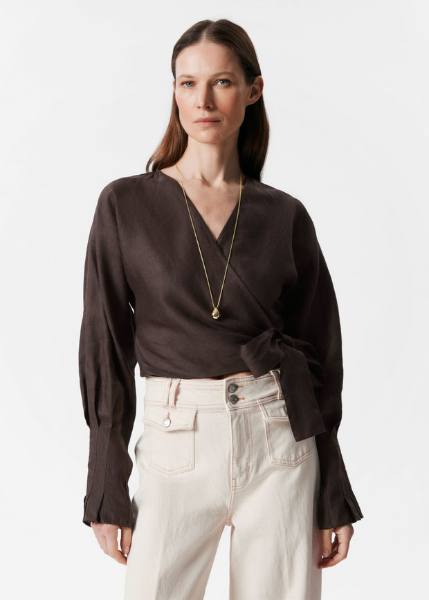 Linen Wrap Blouse