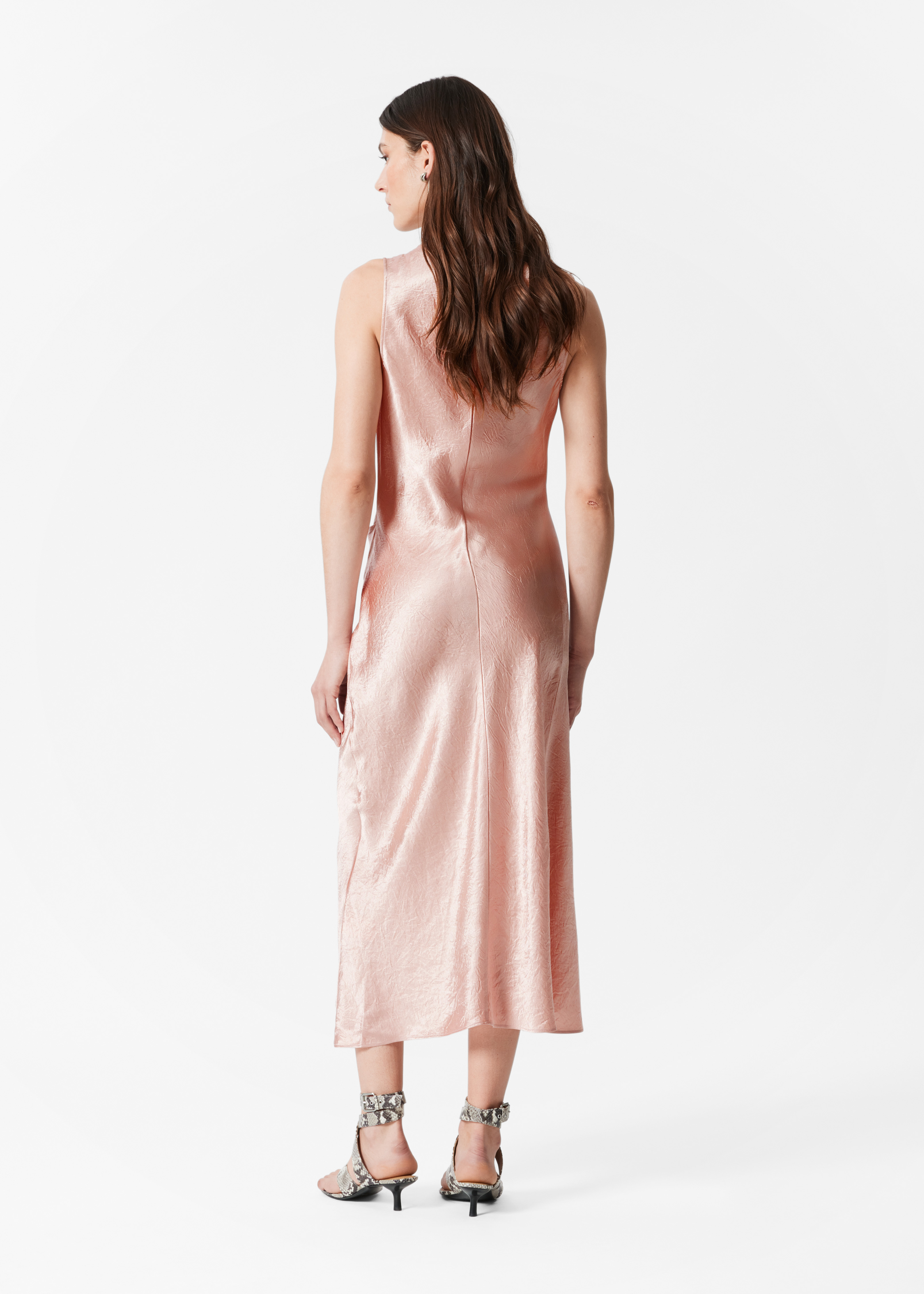 Draped Satin Midi Dress