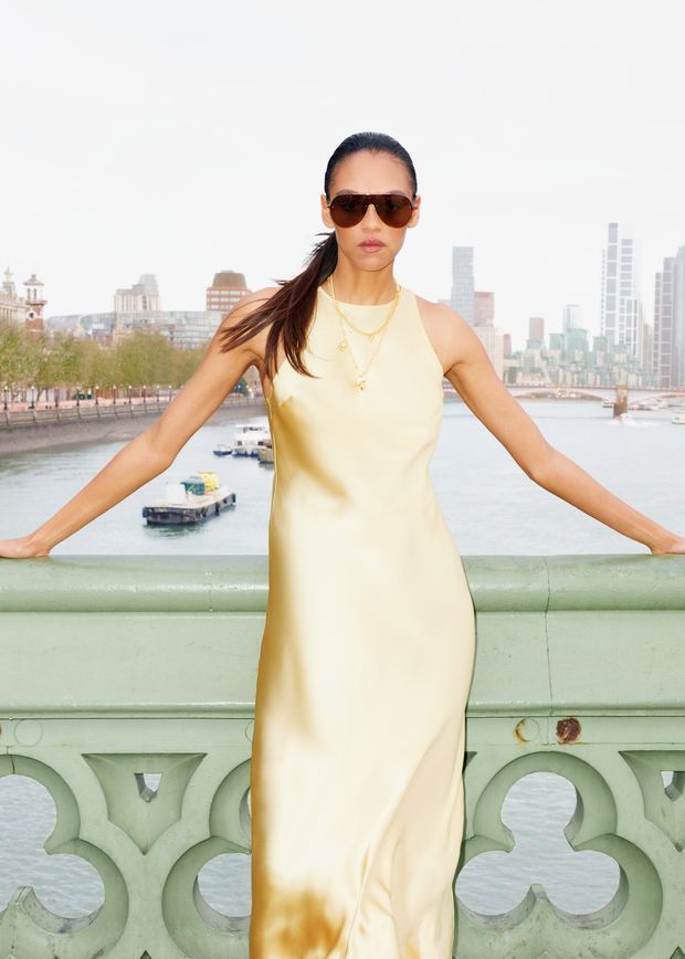 Sleeveless Satin Midi Dress