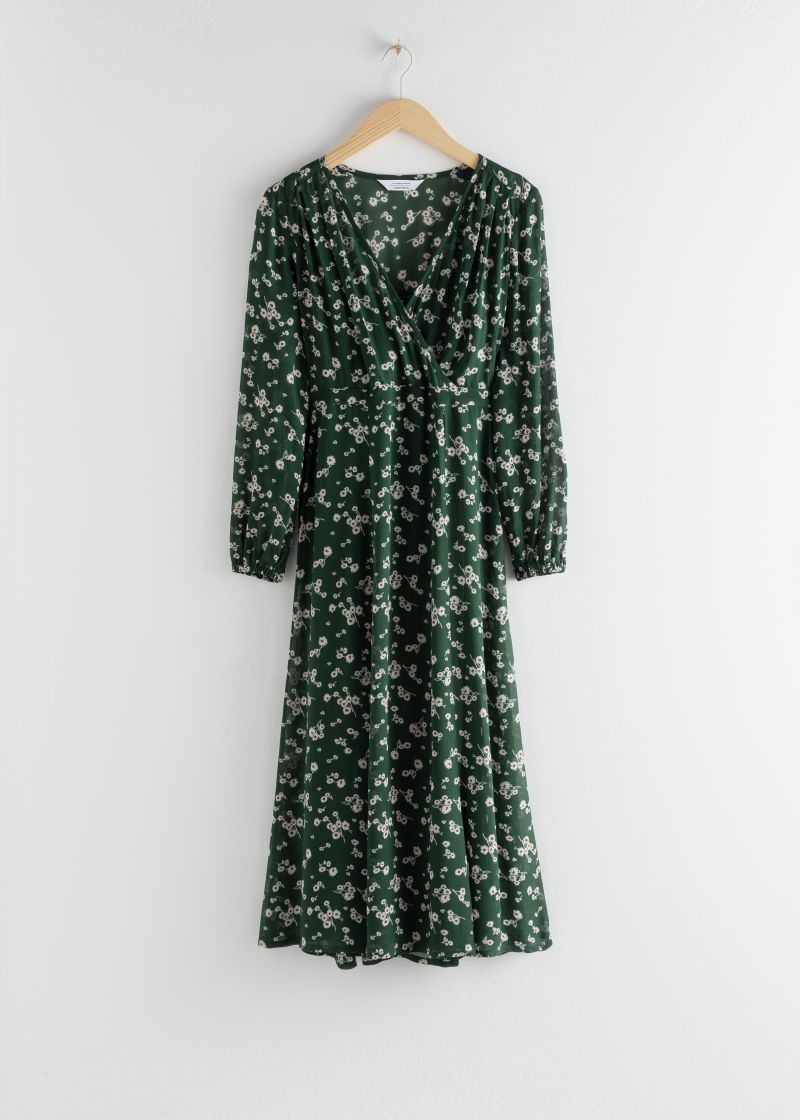 Sheer Printed Midi Dress