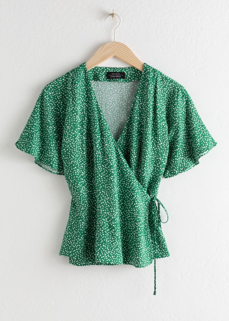 Printed Wrap Blouse