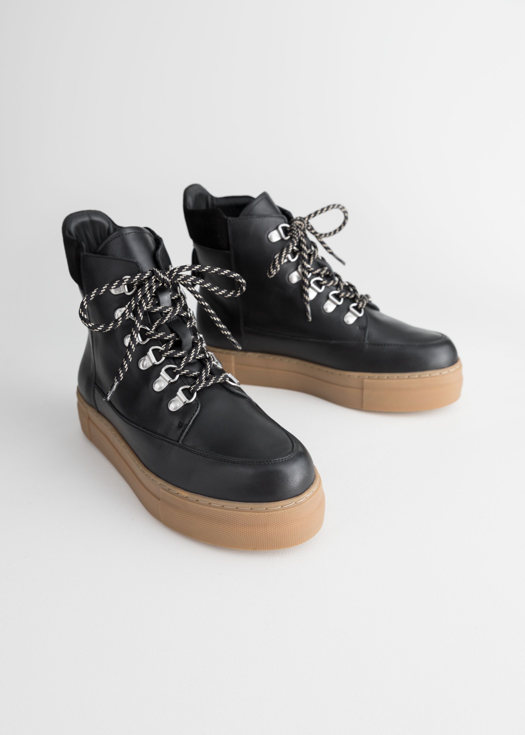 Lace Up Leather Snow Boots