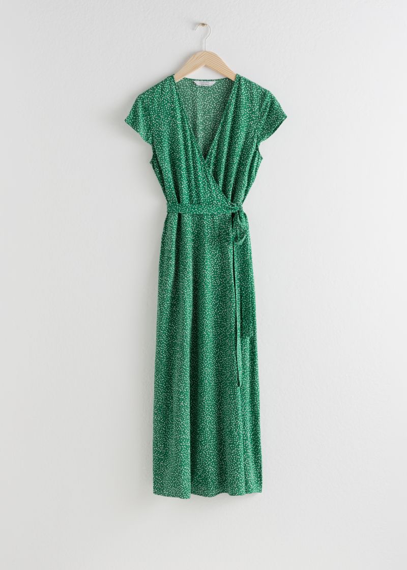 Polka Dot Midi Wrap Dress