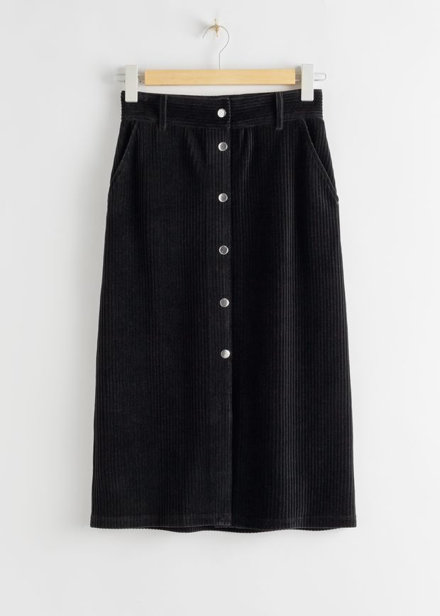 Velvet Midi Pencil Skirt
