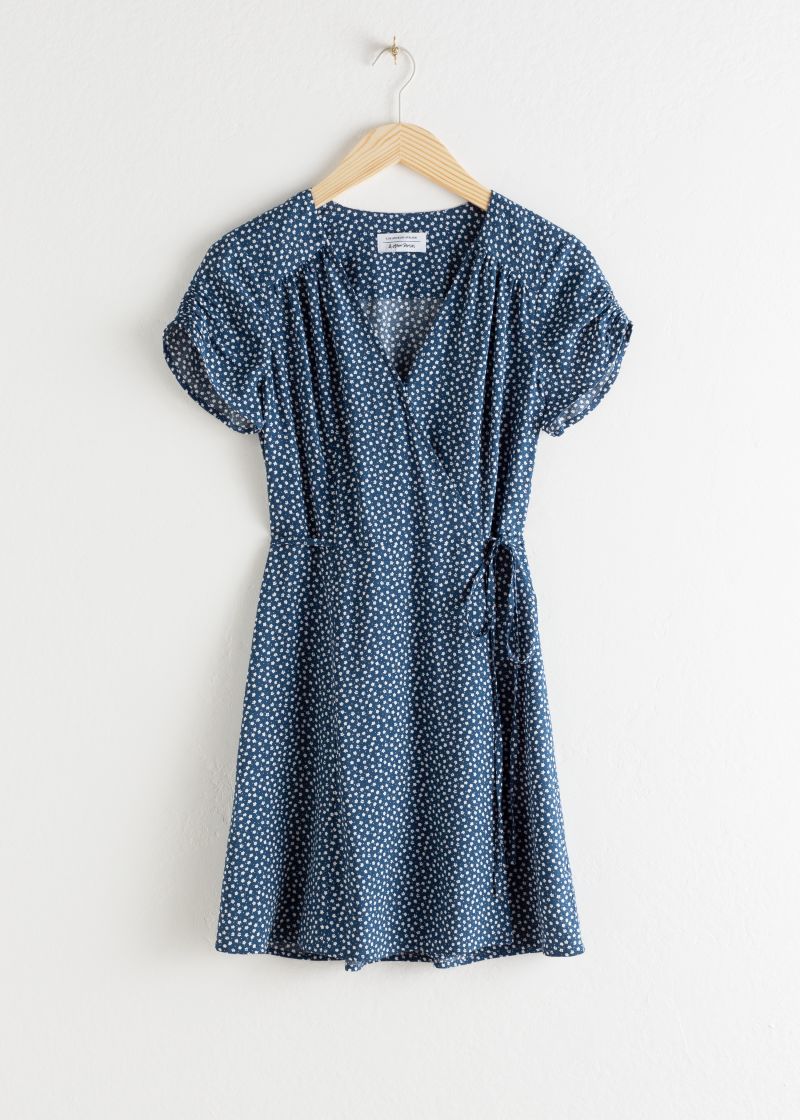 Micro Floral Wrap Mini Dress