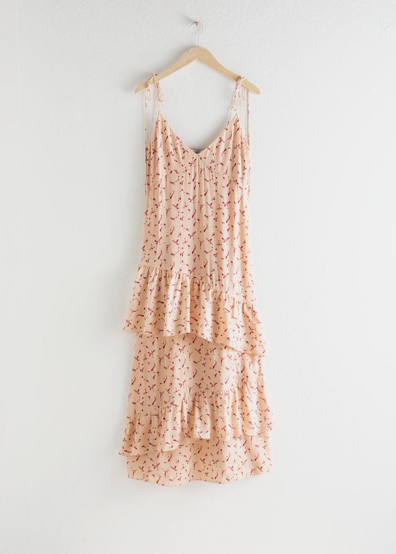 Ruffled Shoulder Tie Maxi Dress