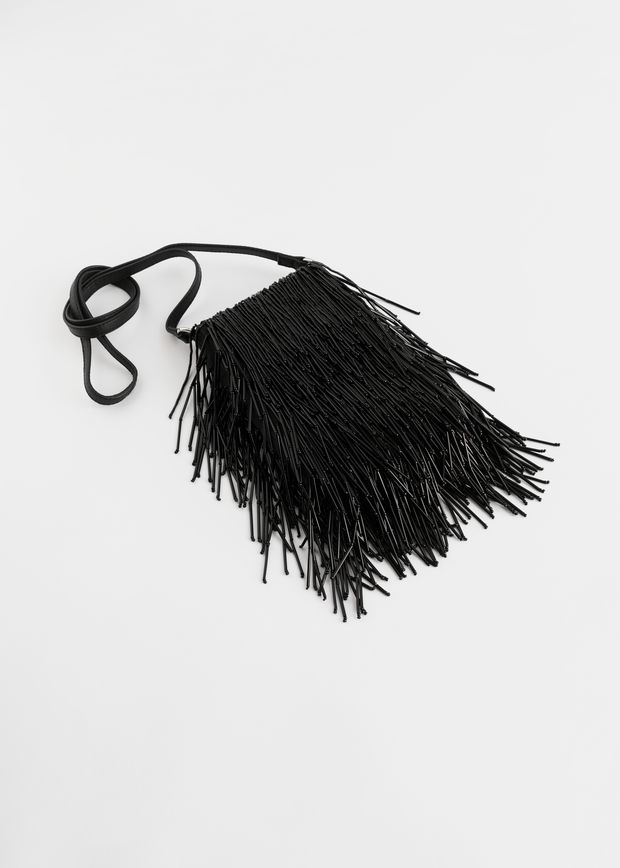 Fringed Beaded Crossbody Bag