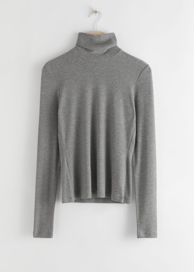 Fitted Lyocell Ribbed Turtleneck