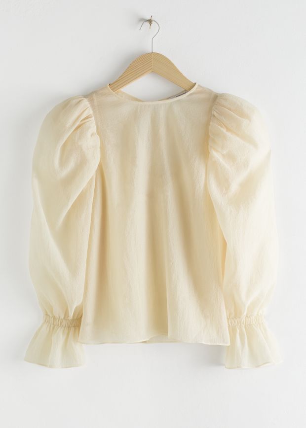 Sheer Puff Sleeve Blouse