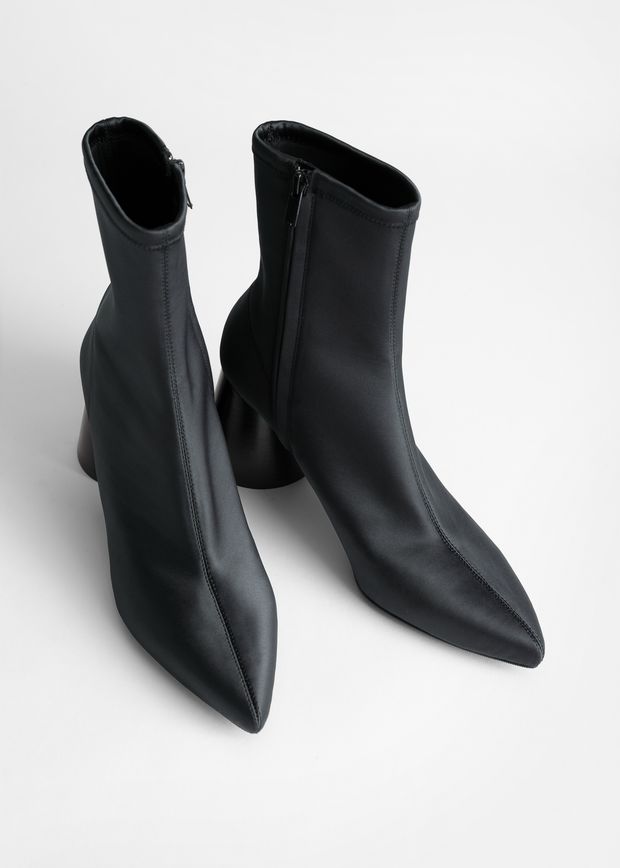 Pointed Satin Sock Boot