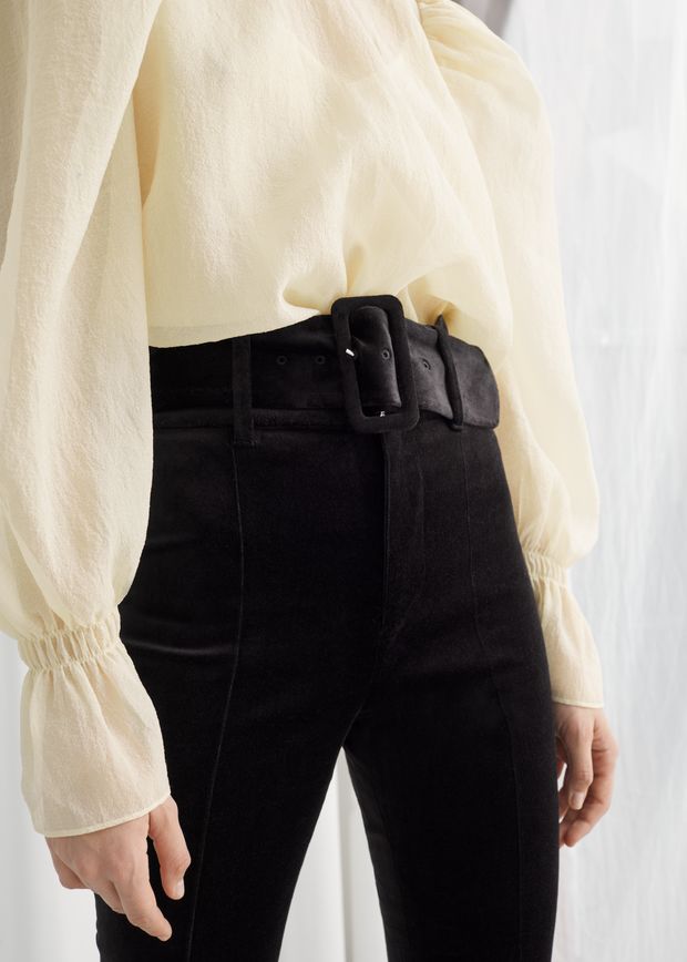 Belted Velvet Leggings