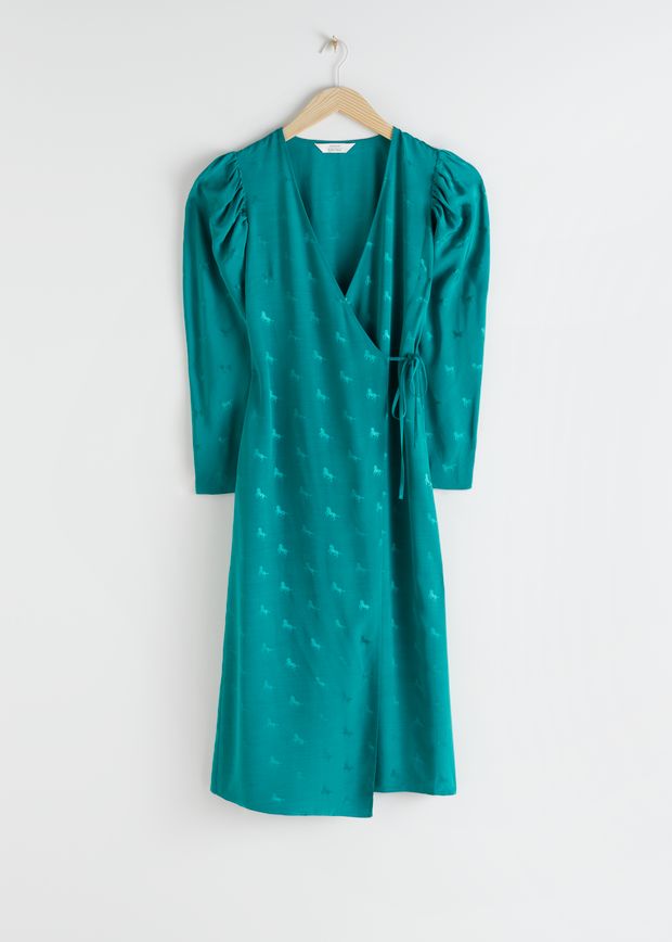 Horse Print Waist Tie Midi Dress