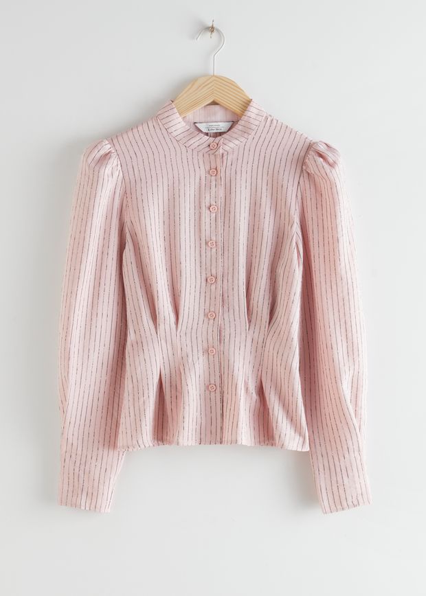 Glitter Striped Button Up Blouse