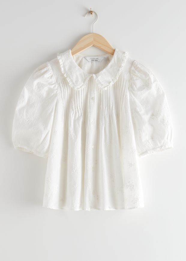 Embroidered Puff Sleeve Top