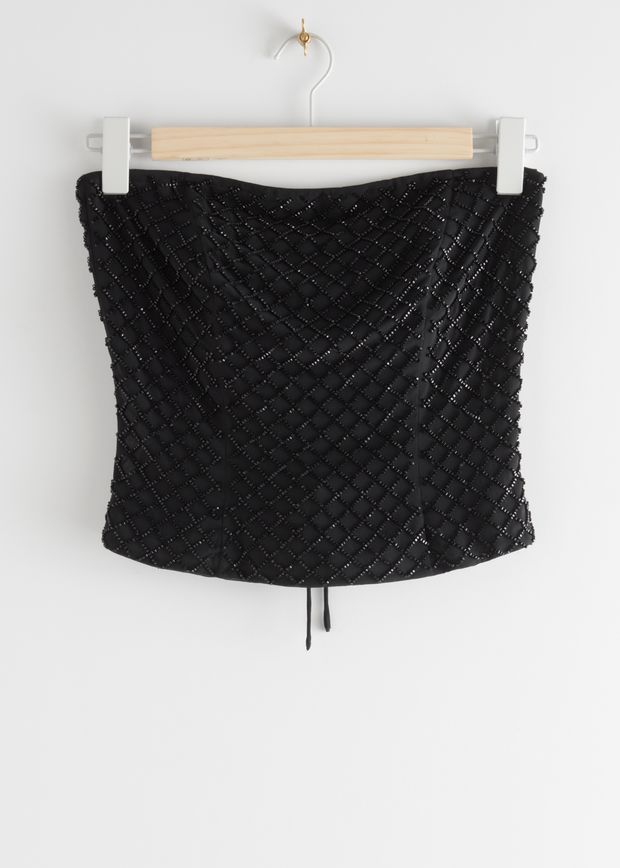 Beaded Criss Cross Corset Top