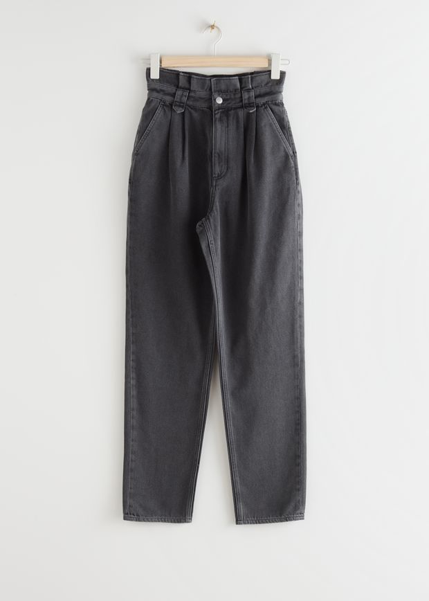 Tapered High Waist Paperbag Jeans