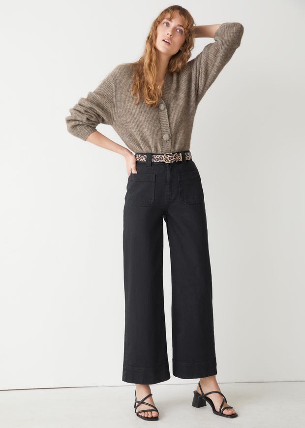 Flared Patch Pocket Jeans