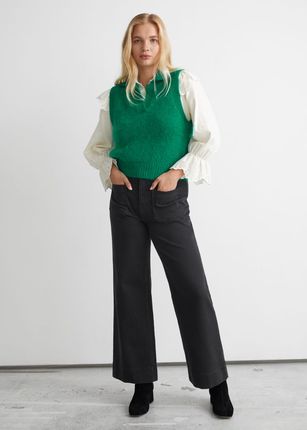 Flared Patch Pocket Jeans