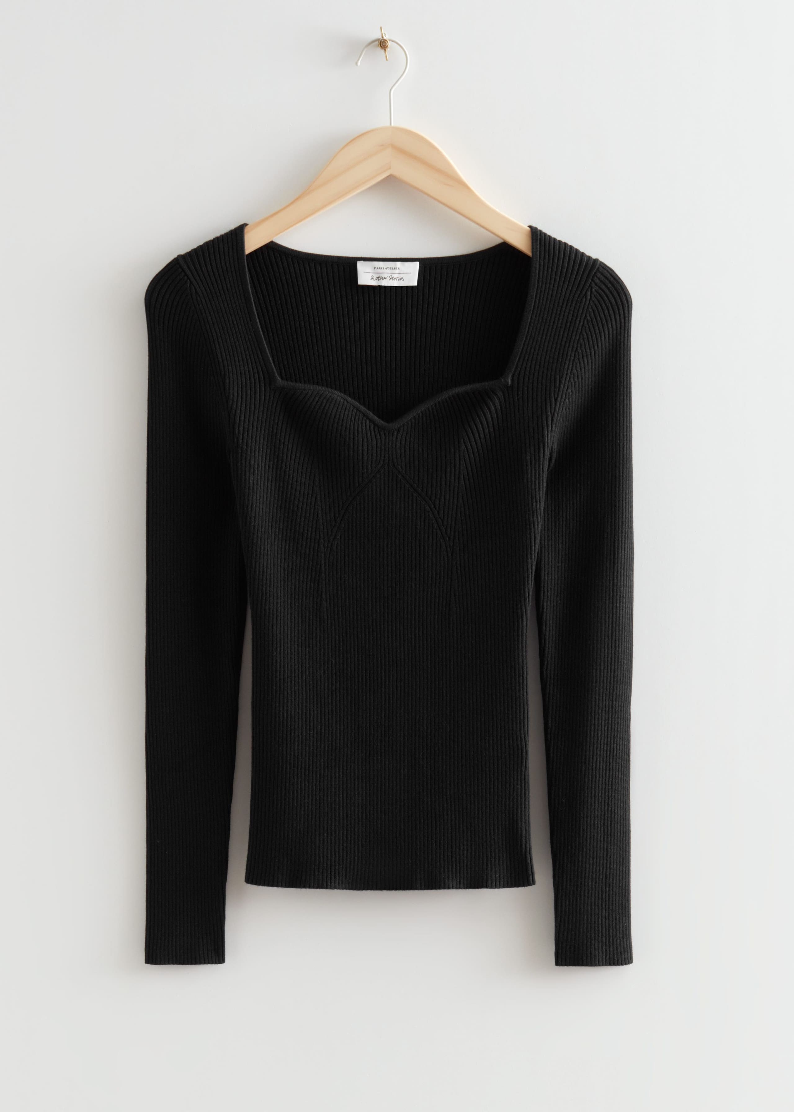 Fitted Sweetheart Neck Top - Black - Tops - \u0026 Other Stories BE
