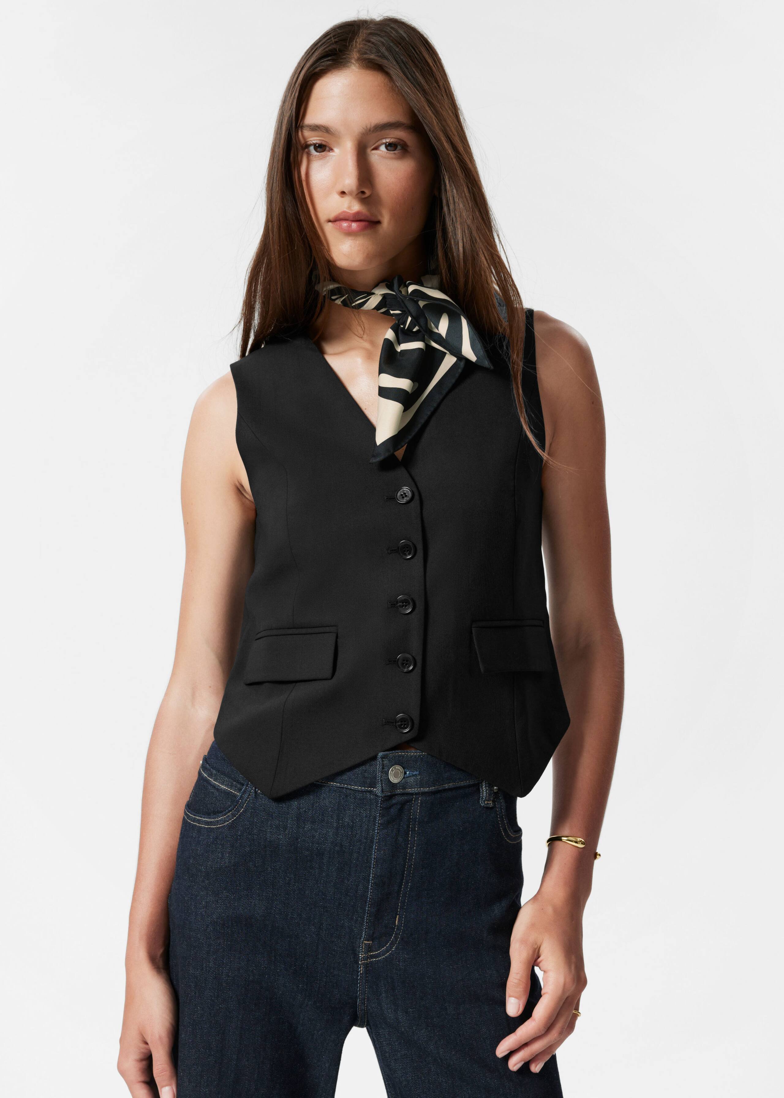 トップス theredthread S ring tailored vest black Ring-Detailed Waistcoat - Black - Blazers - & Other Stories AD