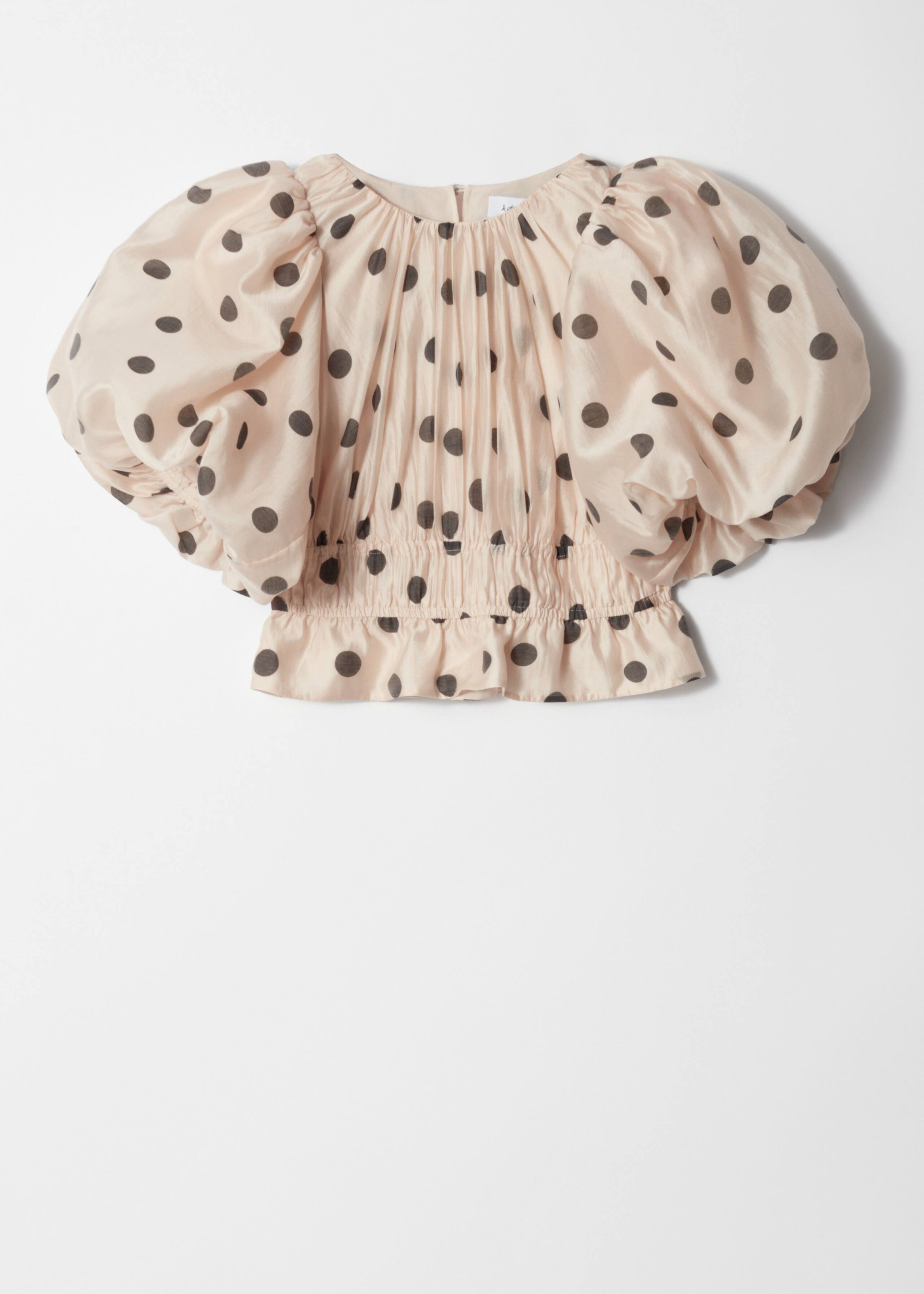 organza polka dot balloon sleeve blouse
